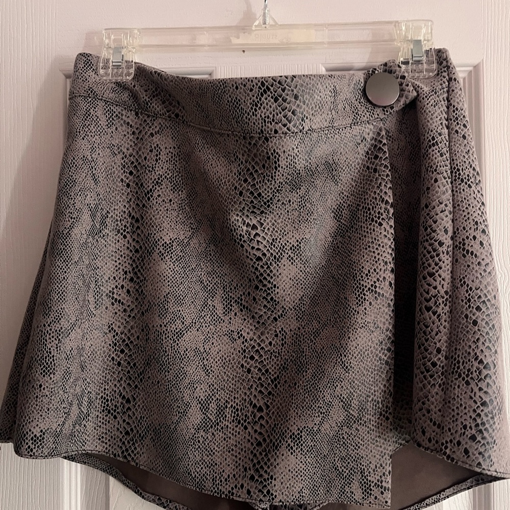 Suede Snakeskin Mini Skort